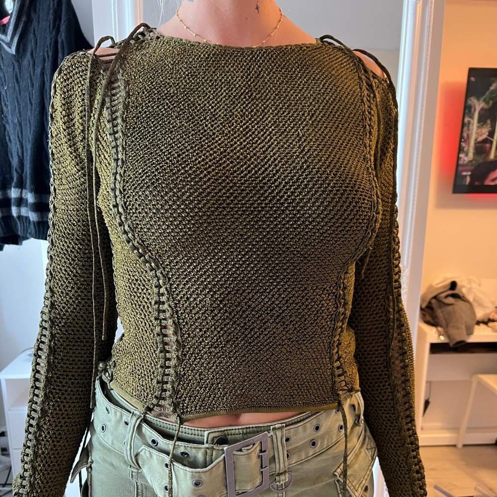 Khaki green top